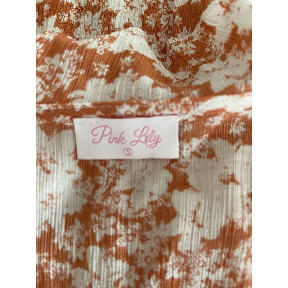 Pink Lily Top Womens S Floral Bell Sleeves Blouse - Picture 7 of 8